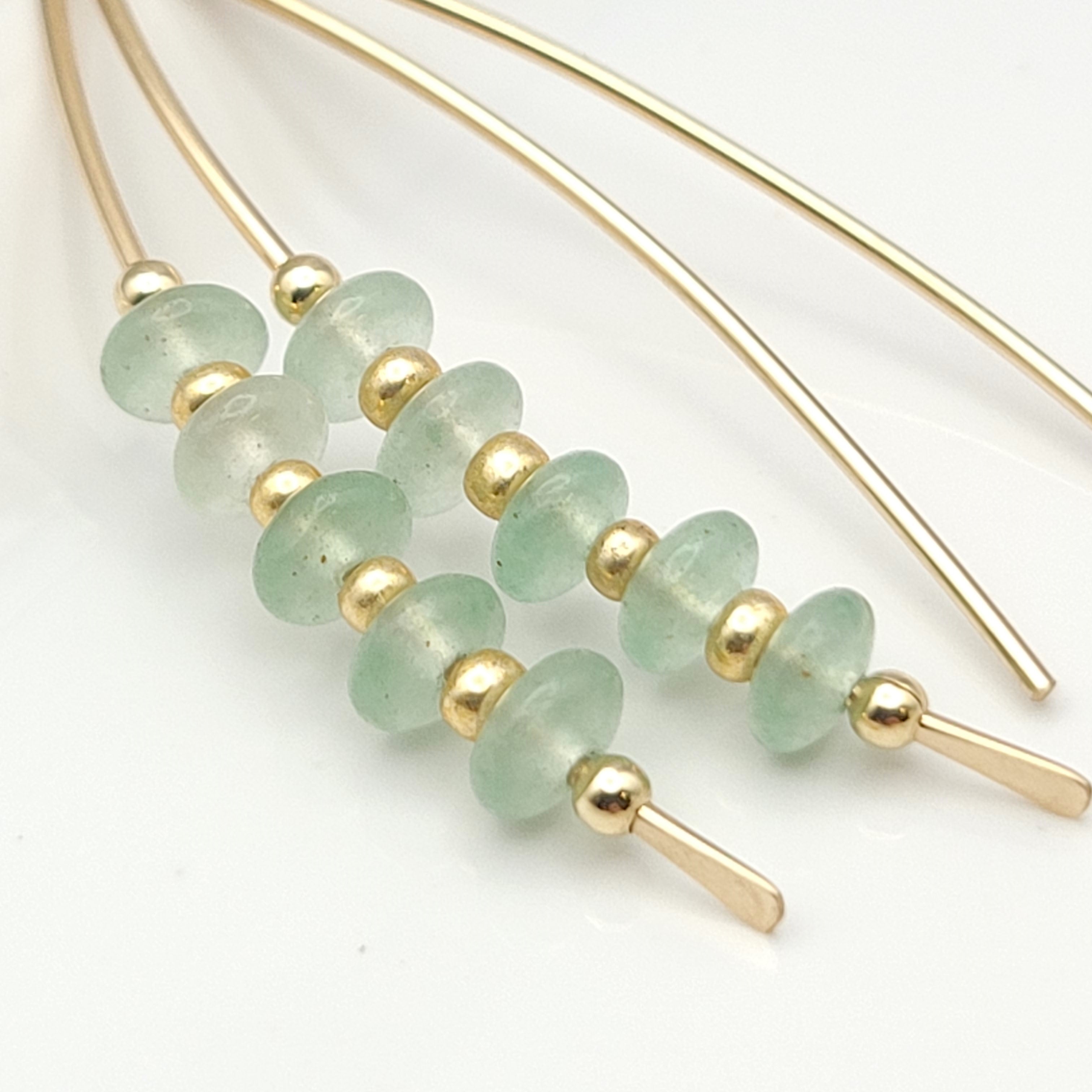 Wish - Gold & Green Aventurine Earrings Bijou by SAM   