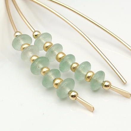 Wish - Gold & Green Aventurine Earrings Bijou by SAM   