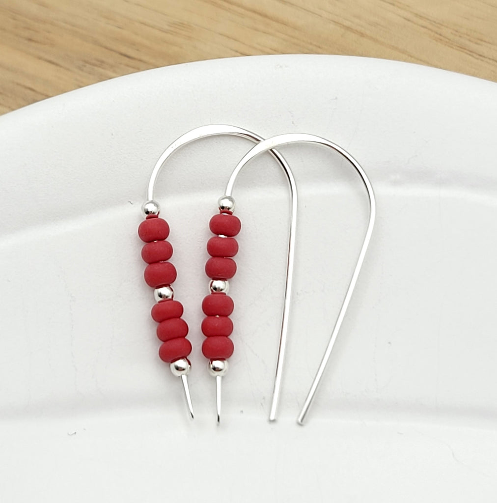 Cheval - Silver and Red Earrings Bijou by SAM   
