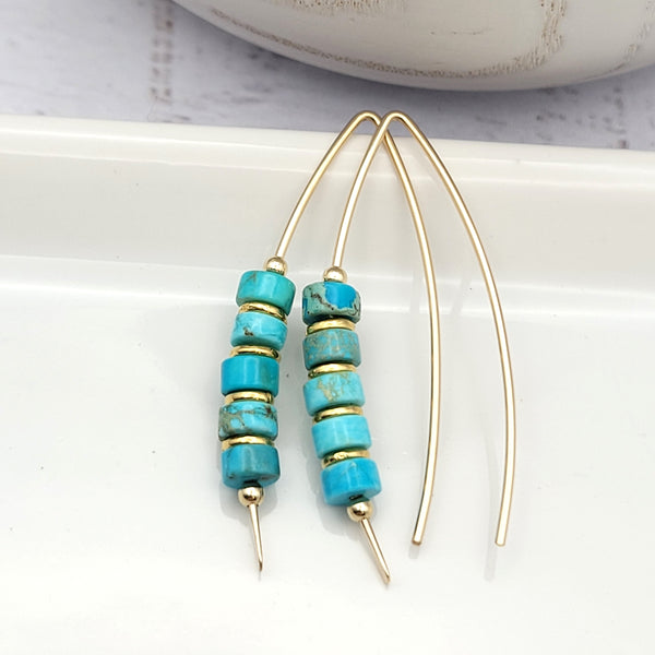 Wish - Gold & Turquoise Earrings Bijou by SAM   