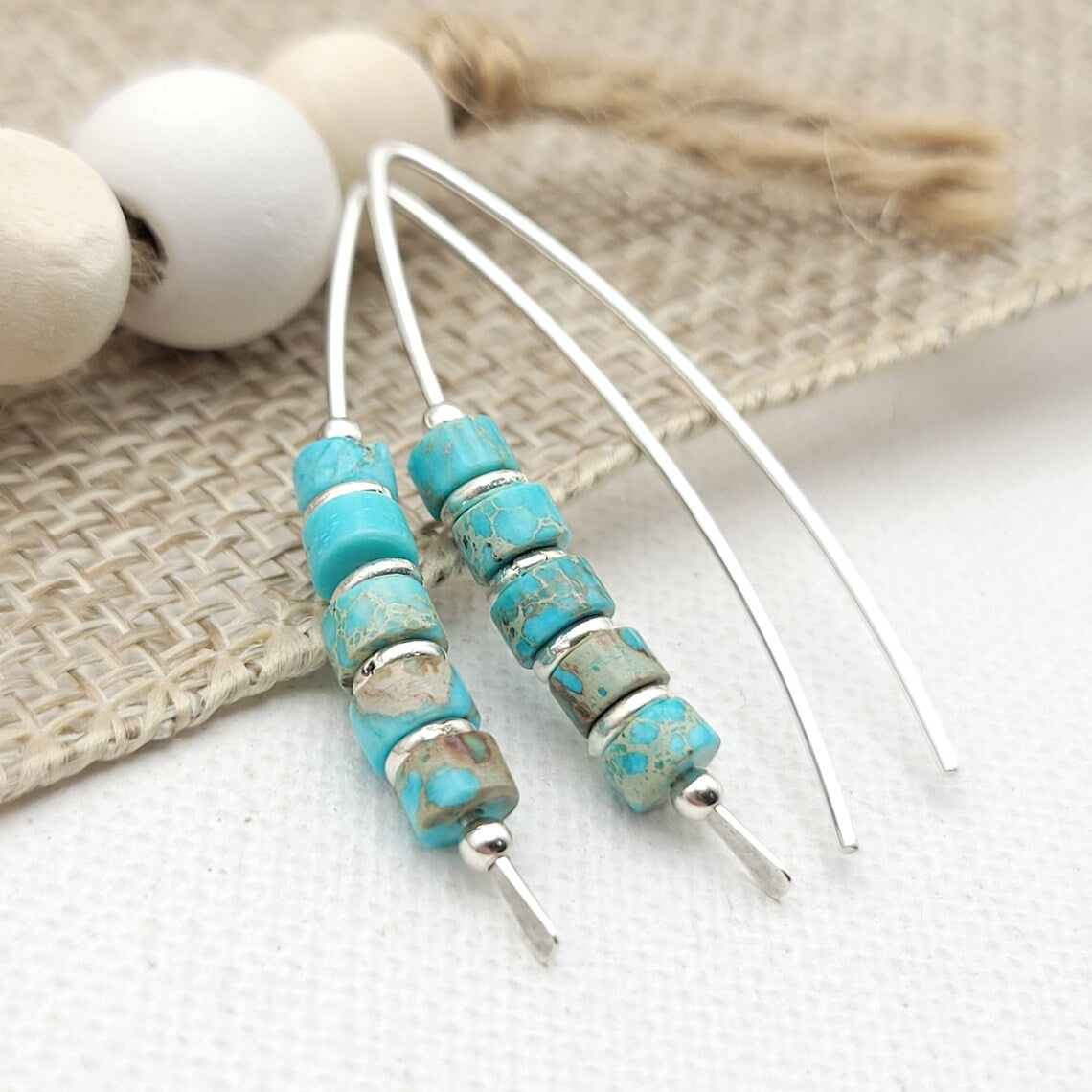 Wish -Turquoise & Silver Earrings Bijou by SAM   