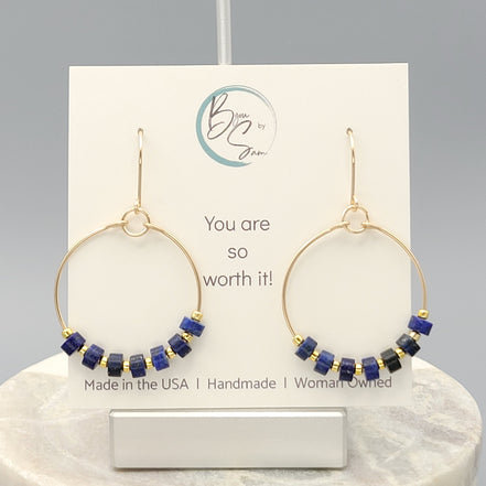 Boho - Gold & Lapis Lazuli Earrings Bijou by SAM   