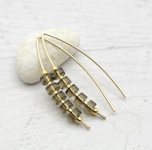 Wish - Ice Obsidian & Gold Earrings Bijou by SAM   