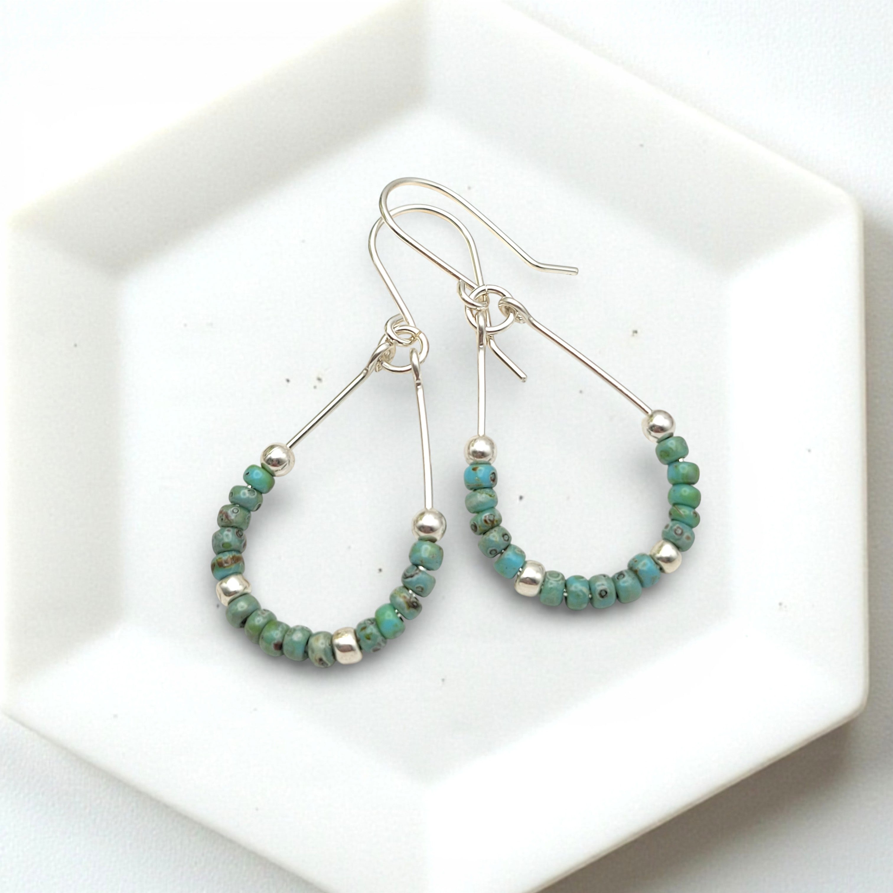 Lane - Silver & Turquoise Earrings Bijou by SAM