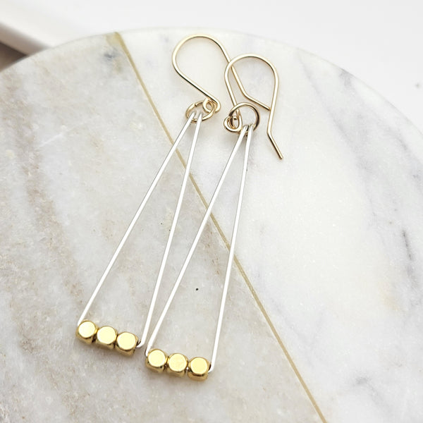 Geometric Gold & Silver Dangle Earrings Earrings Bijou by SAM   
