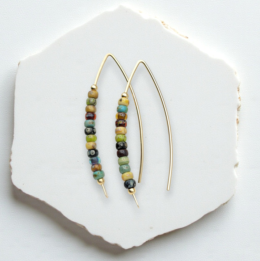 Wish - Colorful Gold Beaded Threaders Earrings Bijou by SAM