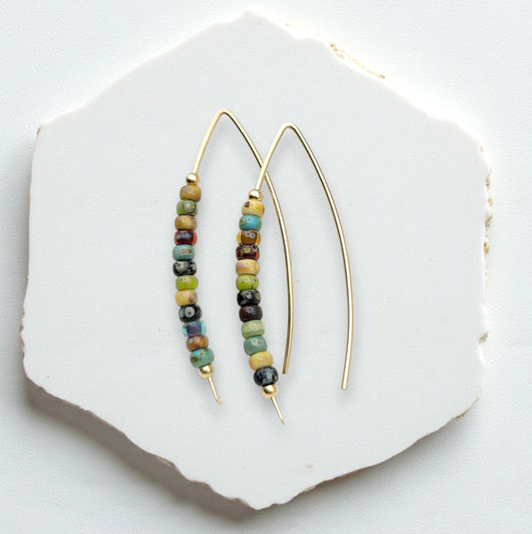 Wish - Colorful Gold Beaded Threaders Earrings Bijou by SAM