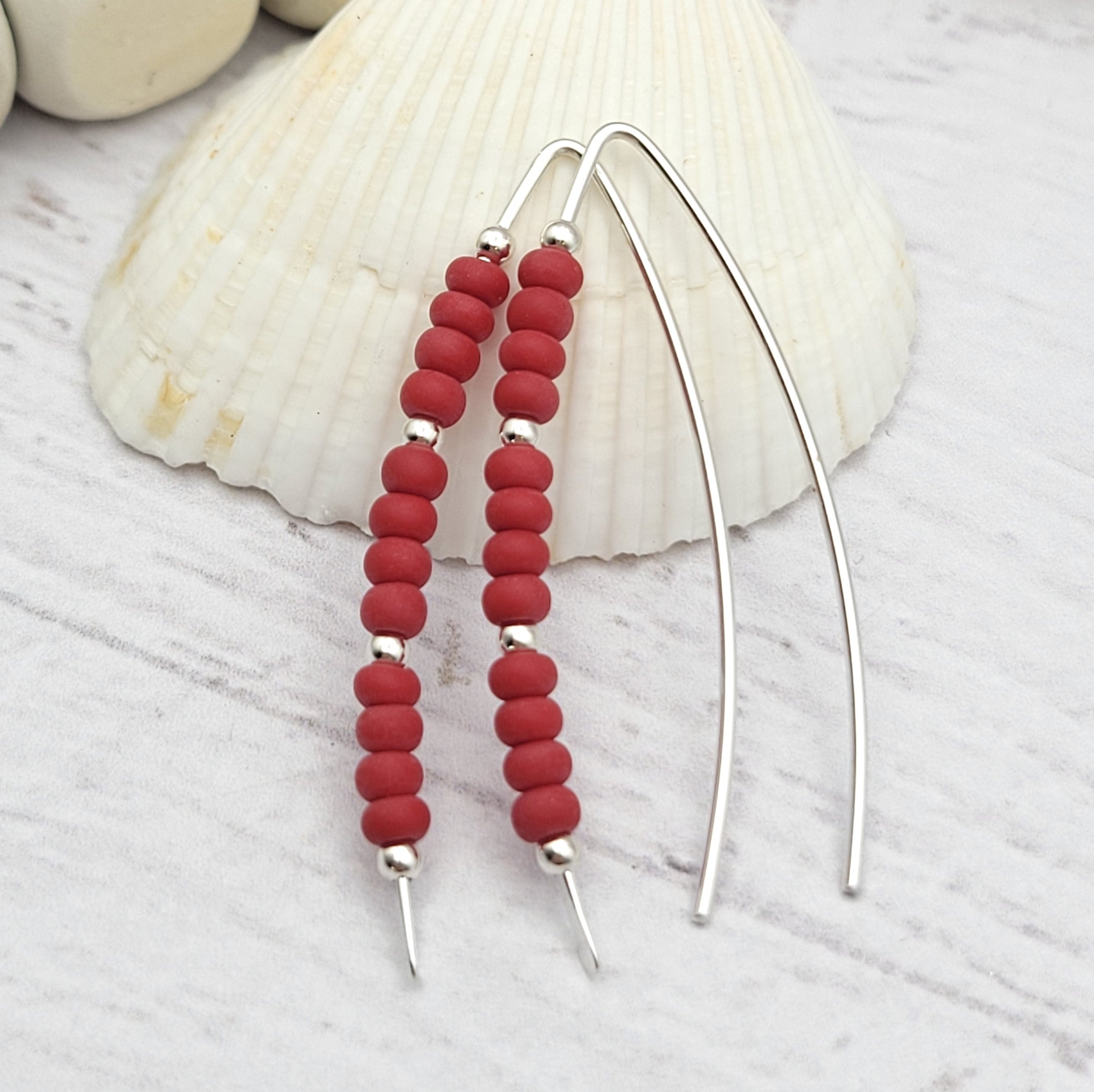 Wish - Red Miyuki Beads Earrings Bijou by SAM   
