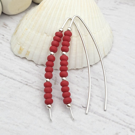 Wish - Red Miyuki Beads Earrings Bijou by SAM   