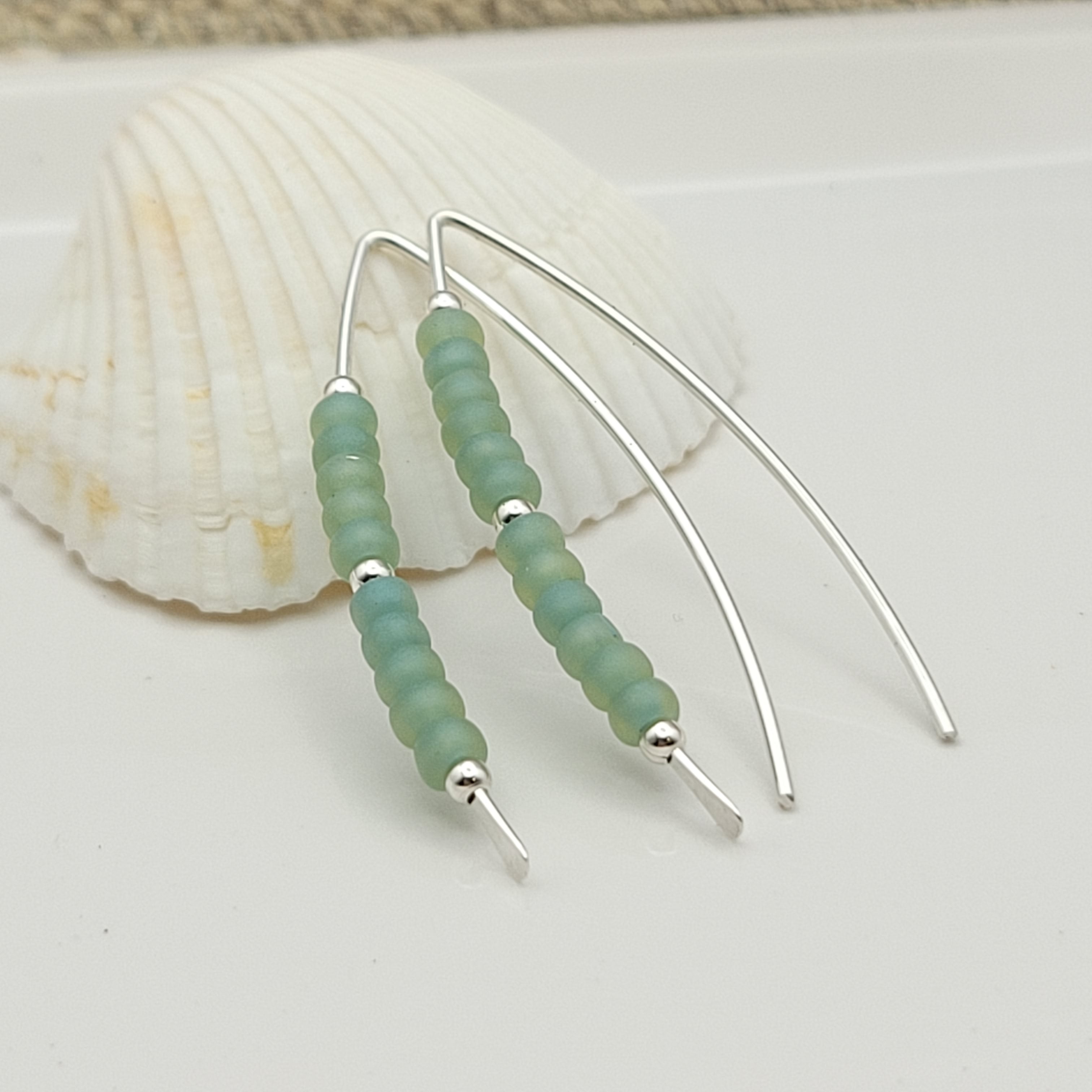 Wish - Sea Glass & Silver Earrings Bijou by SAM   