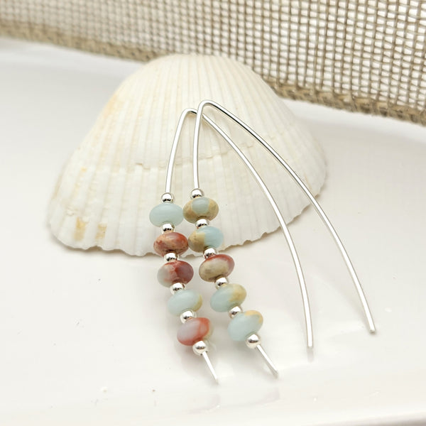 Wish - Silver & Aqua Terra Jasper Earrings Bijou by SAM   