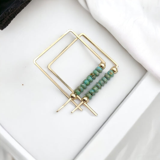 True - Gold & Turquoise Earrings Bijou by SAM   