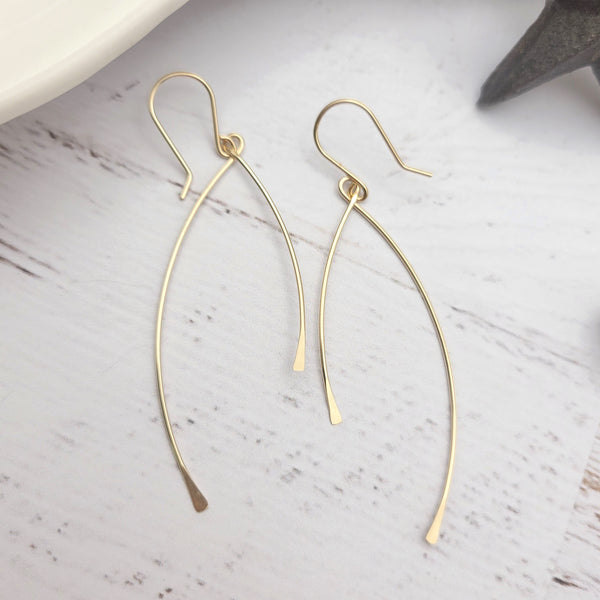 Long Gold Dangle Wishbone Earrings Earrings Etsy   