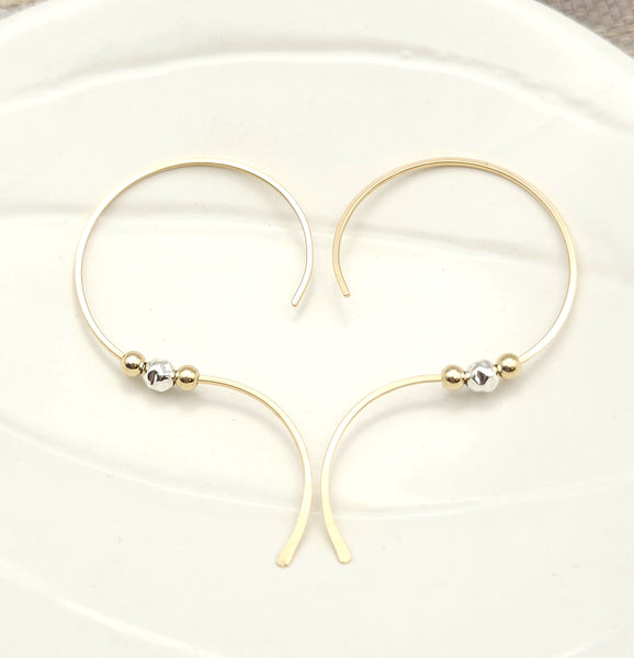 Open Heart - Gold and Silver Earrings Bijou by SAM   