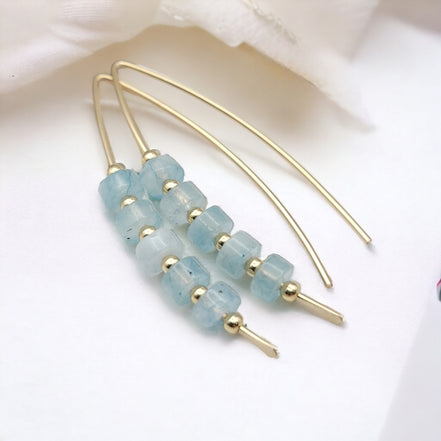 Wish - Gold & Aquamarine Earrings Bijou by SAM   