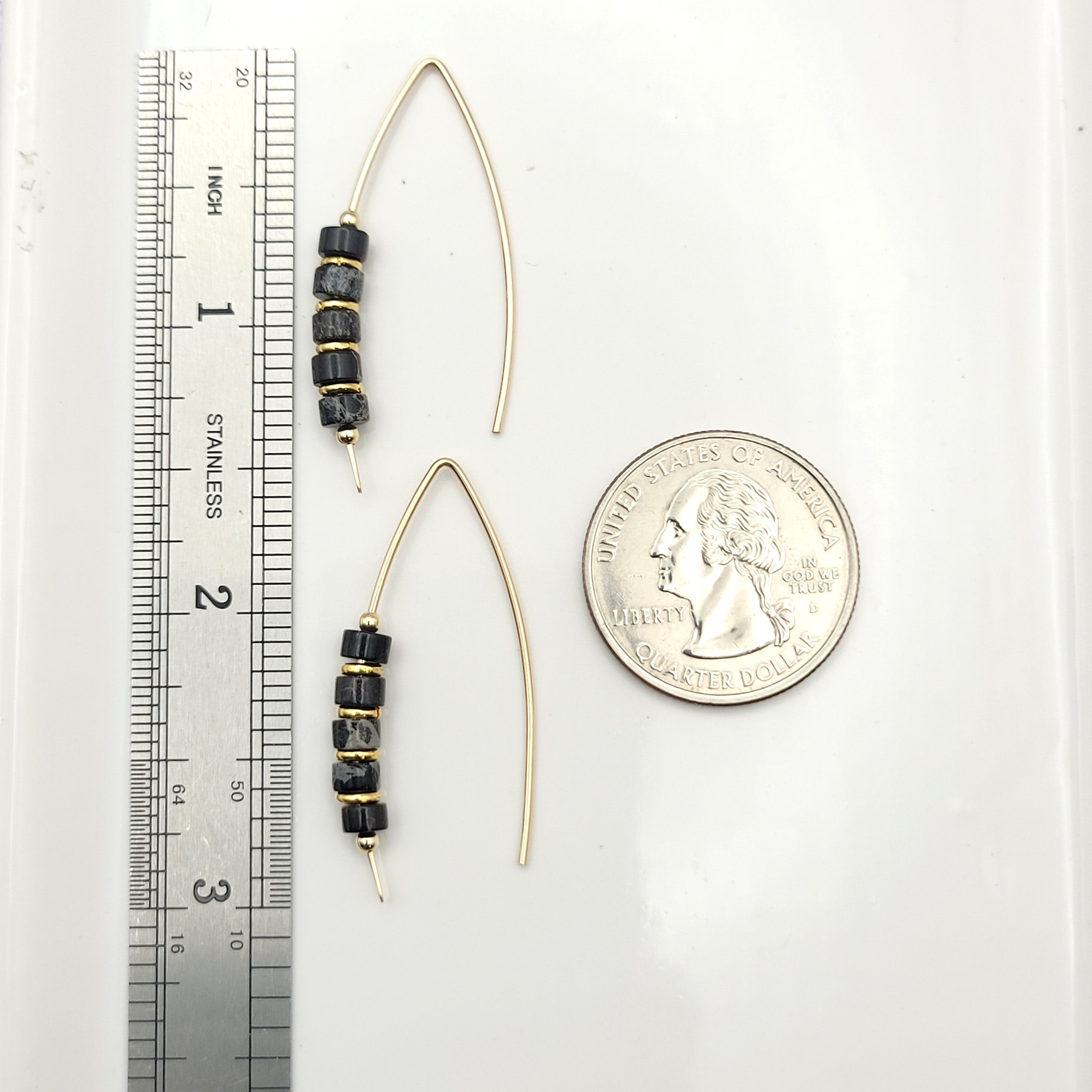 Wish - Gold & Black Jasper Earrings Bijou by SAM   