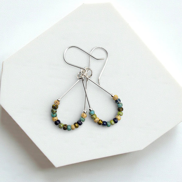 Lane - Silver & Spring Colored Beads Earrings Bijou by SAM