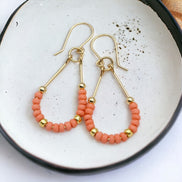 Lane - Gold & Coral Earrings Bijou by SAM   