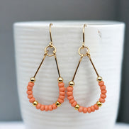 Lane - Gold & Coral Earrings Bijou by SAM   