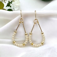 Lane - Gold & Pearl Luster Earrings Bijou by SAM   