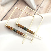 True - Gold with Brown & Green Earrings Bijou by SAM   