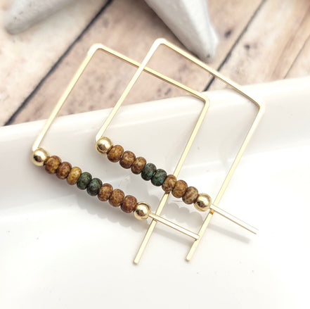 True - Gold with Brown & Green Earrings Bijou by SAM   