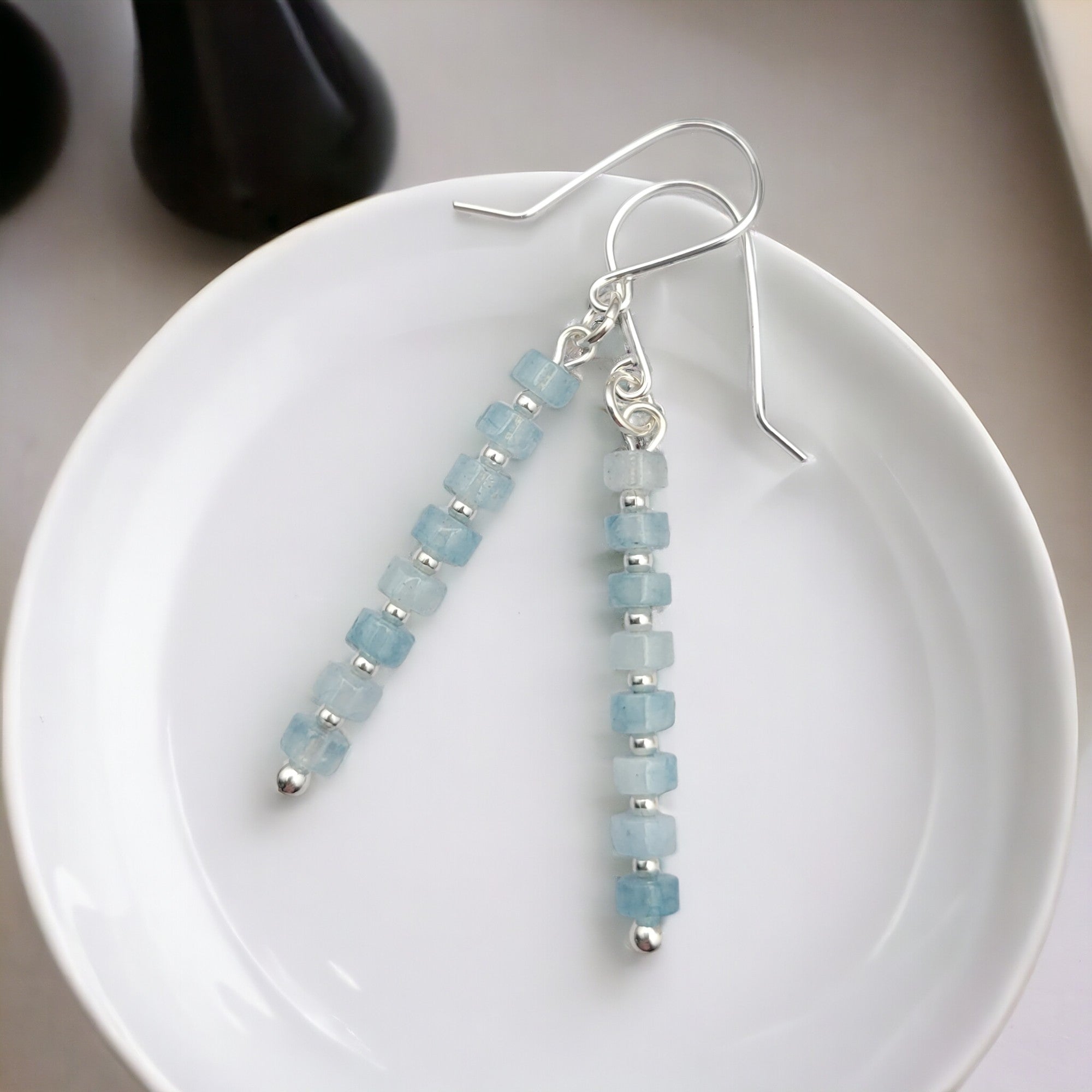 Boho - Aquamarine & Silver Earrings Bijou by SAM   