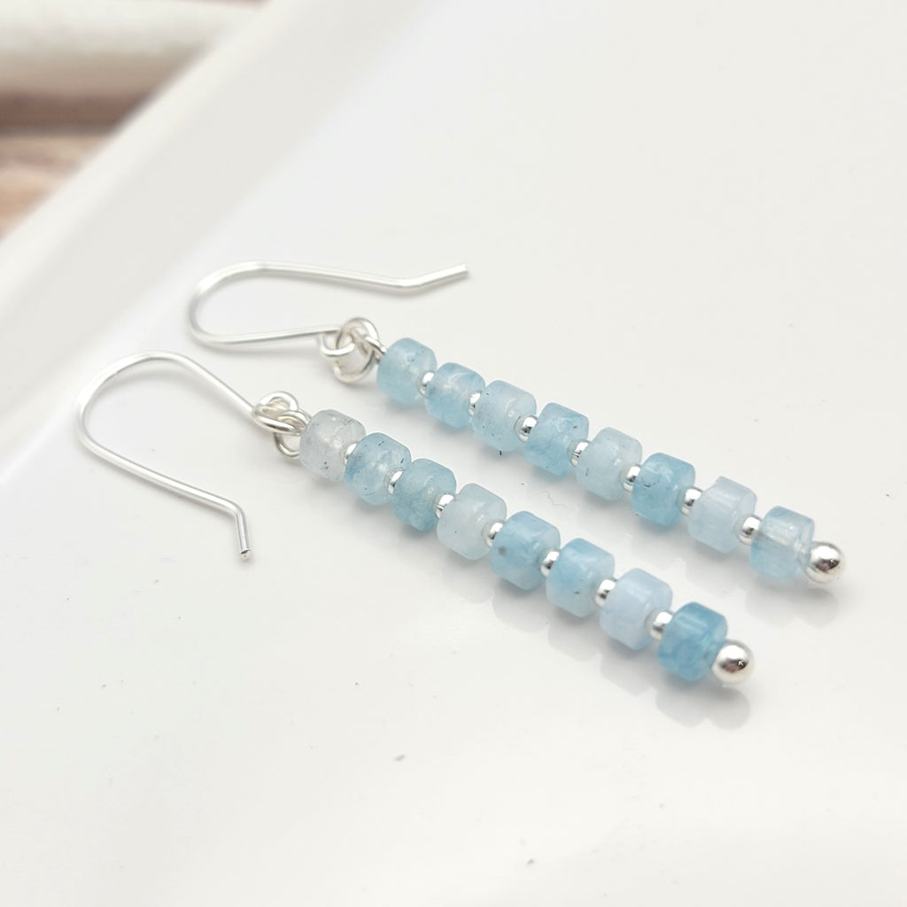 Boho - Aquamarine & Silver Earrings Bijou by SAM   