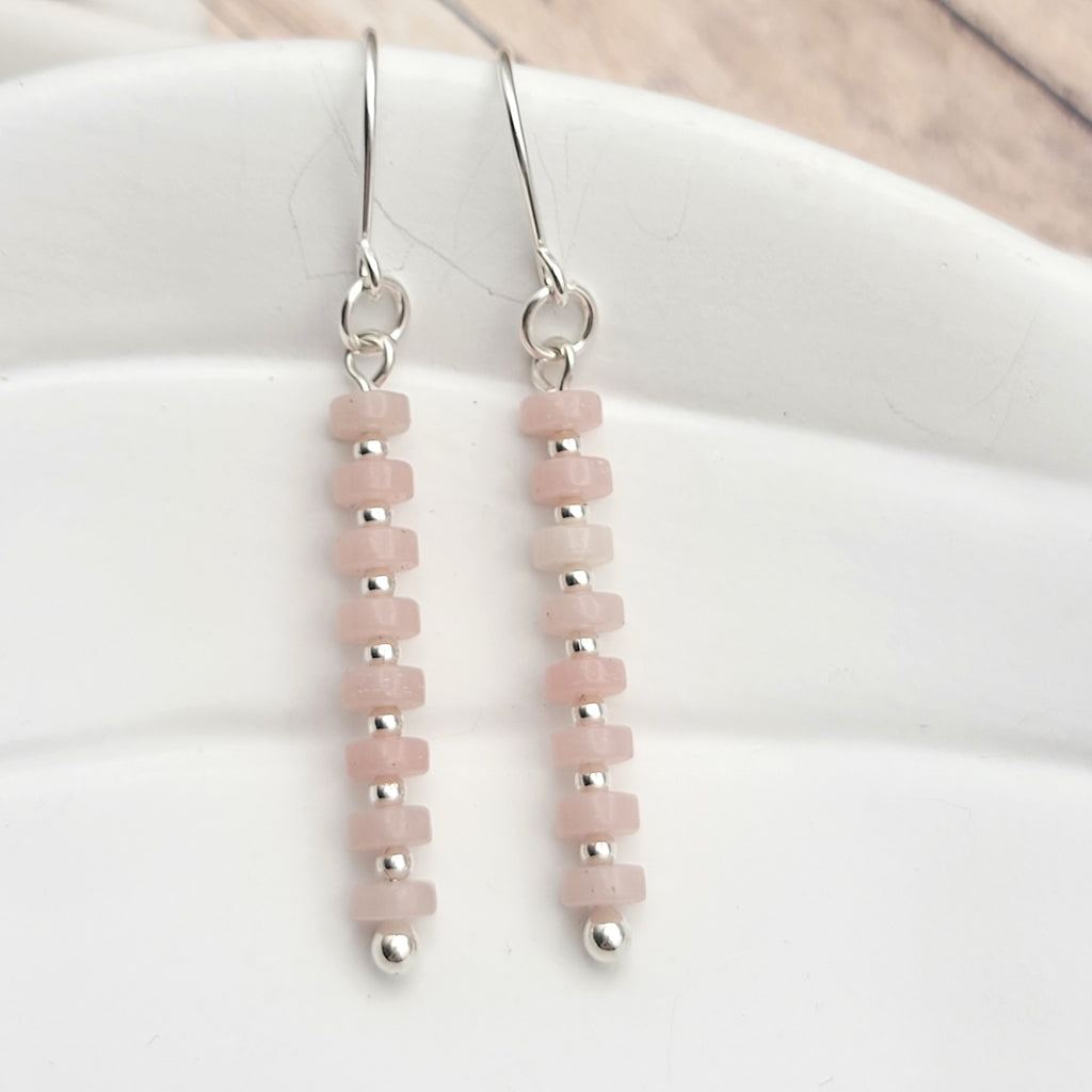 Boho - Pink Opal & Silver Earrings Bijou by SAM   