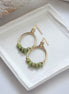 Aiden - Gold & Green Beaded Hoops Earrings Bijou by SAM   