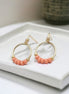 Aiden - Gold & Coral Beaded Hoops Earrings Bijou by SAM   