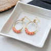 Aiden - Gold & Coral Beaded Hoops Earrings Bijou by SAM   