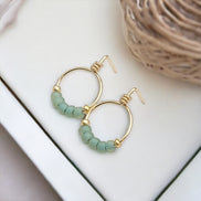 Aiden - Gold & Sea Glass Hoops Earrings Bijou by SAM   