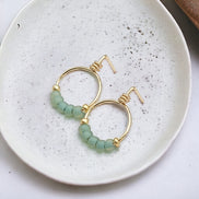 Aiden - Gold & Sea Glass Hoops Earrings Bijou by SAM   