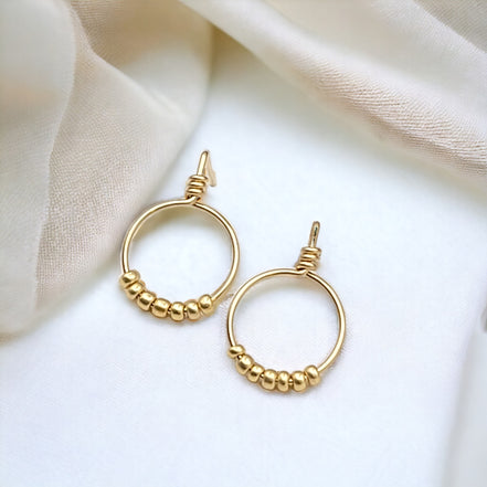Aiden - Gold Beaded Studs Earrings Bijou by SAM   