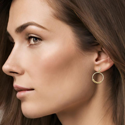 Aiden - Gold Beaded Studs Earrings Bijou by SAM   