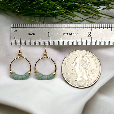 Aiden - Gold & Sea Glass Hoops Earrings Bijou by SAM   