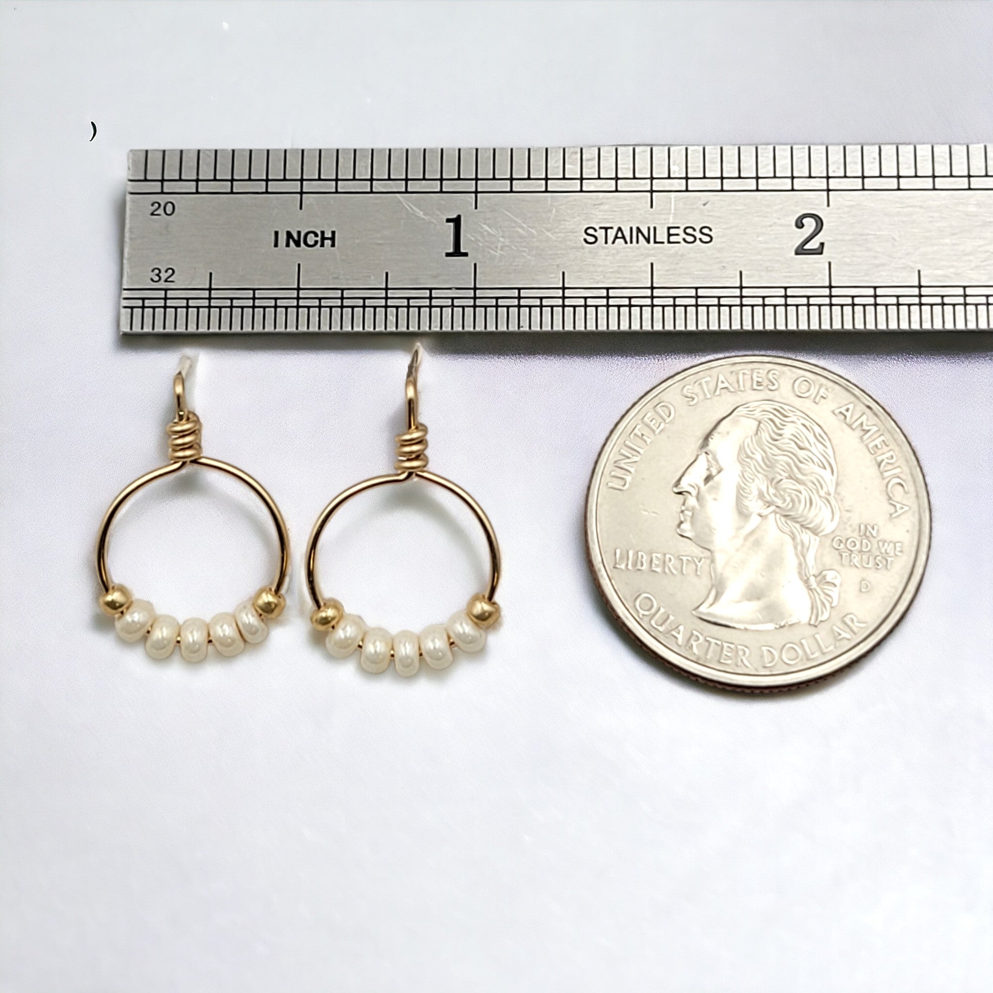 Aiden - Gold & Pearl Beaded Hoops Earrings Bijou by SAM   