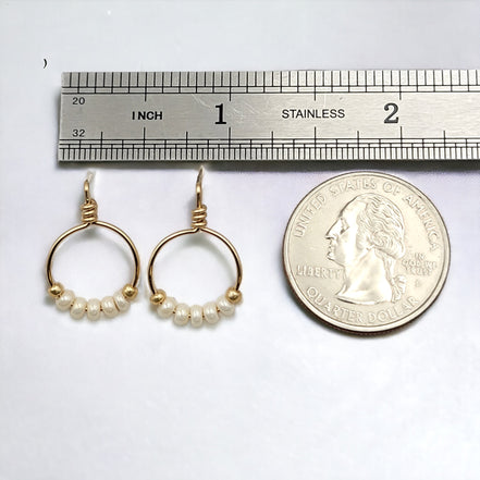 Aiden - Gold & Pearl Beaded Hoops Earrings Bijou by SAM   