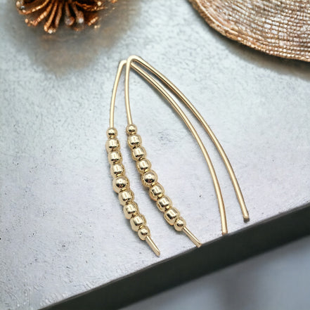 Wish - Gold with Gold Beads Earrings Bijou by SAM   