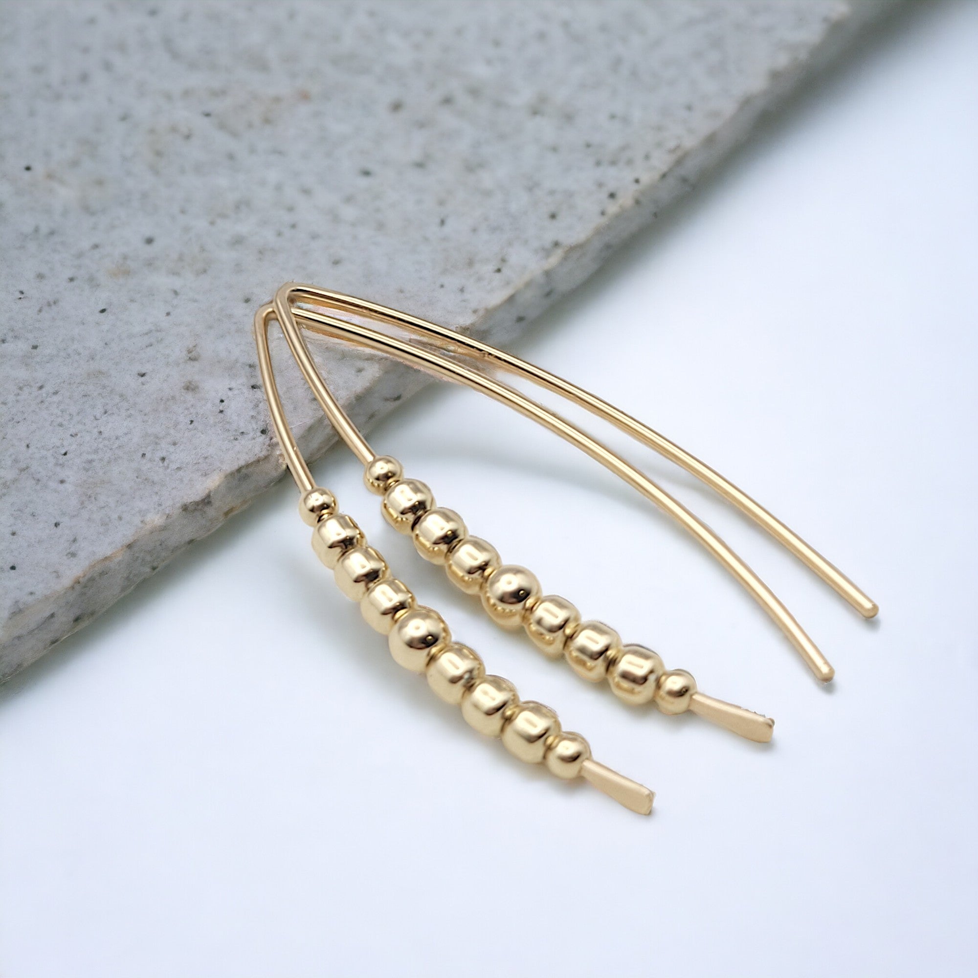 Wish - Gold with Gold Beads Earrings Bijou by SAM   