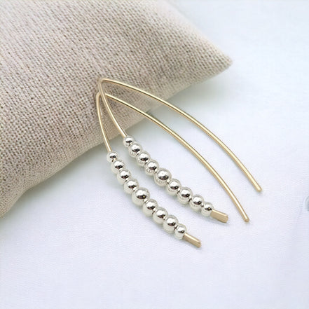 Wish - Gold with Silver Beads Earrings Bijou by SAM   