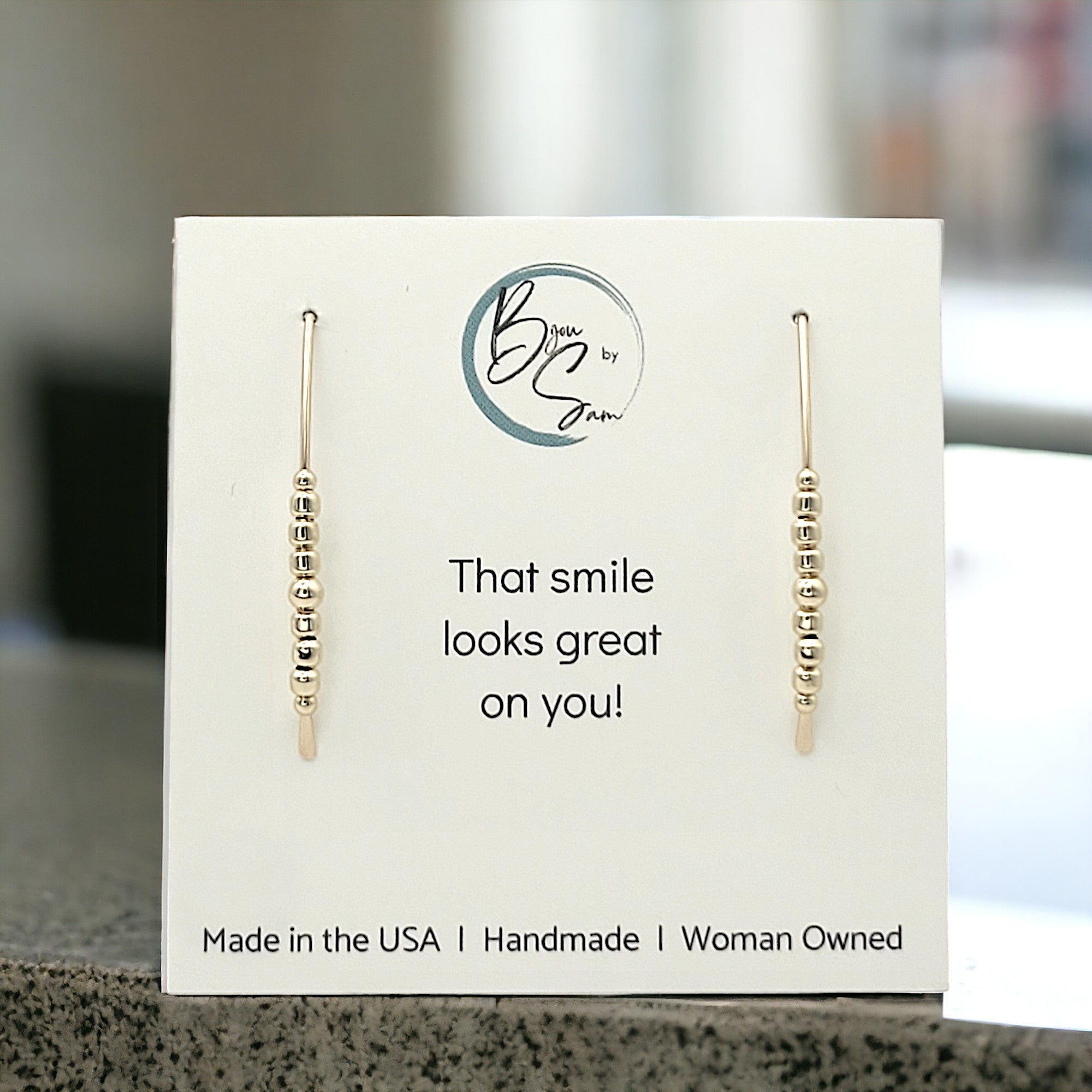 Wish - Gold with Gold Beads Earrings Bijou by SAM   