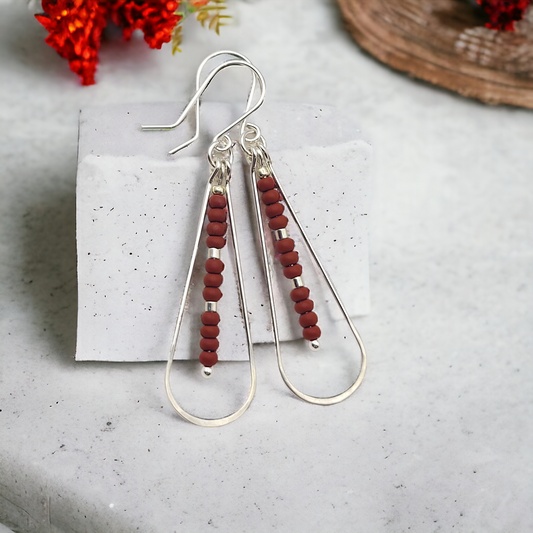 Harley - Silver & Dark Red Earrings Bijou by SAM   