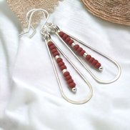 Harley - Silver & Dark Red Earrings Bijou by SAM   