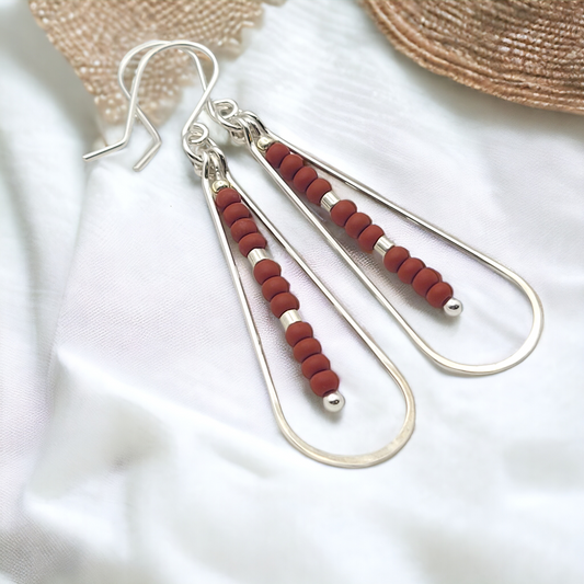 Harley - Silver & Dark Red Earrings Bijou by SAM   