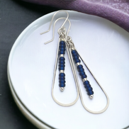Harley - Silver & Dark Blue Earrings Bijou by SAM   