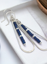 Harley - Silver & Dark Blue Earrings Bijou by SAM   