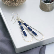 Harley - Silver & Dark Blue Earrings Bijou by SAM   