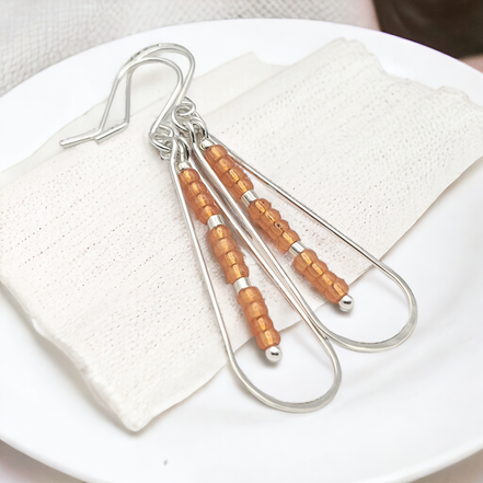 Harley - Silver & Orange Earrings Bijou by SAM   